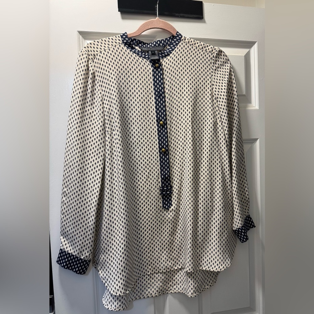 Marc By Marc Jacobs Black and Cream Long Sleeve Tunic Blouse